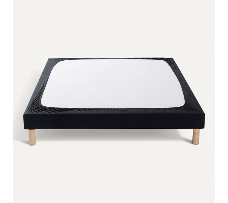 Cache Sommier Coton Jersey Noir 90x200