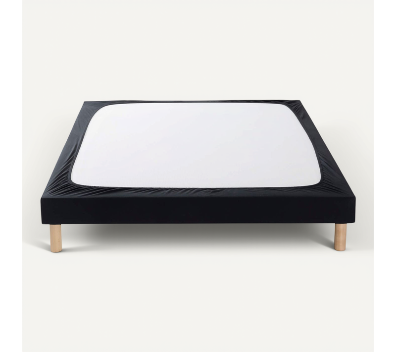 Cache Sommier Coton Jersey Noir 100x190