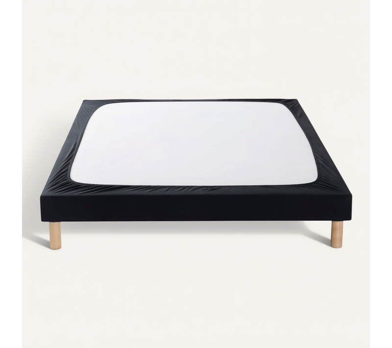 Cache Sommier Coton Jersey Noir 100x200