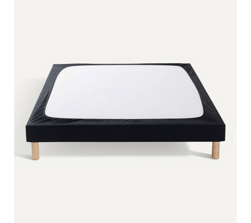 Cache Sommier Coton Jersey Noir 130x190