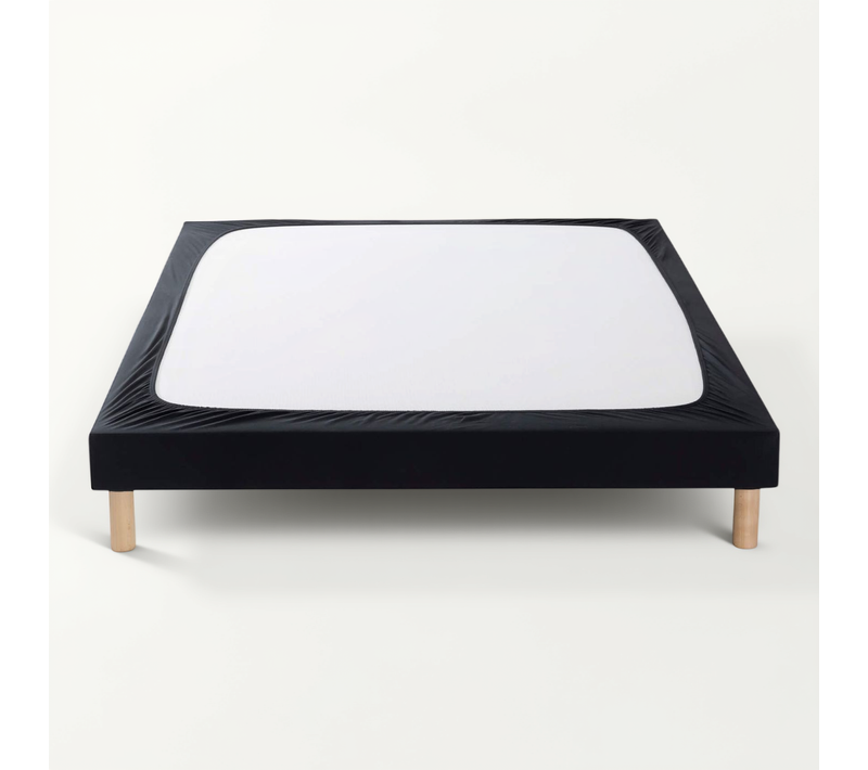 Cache Sommier Coton Jersey Noir 150x200