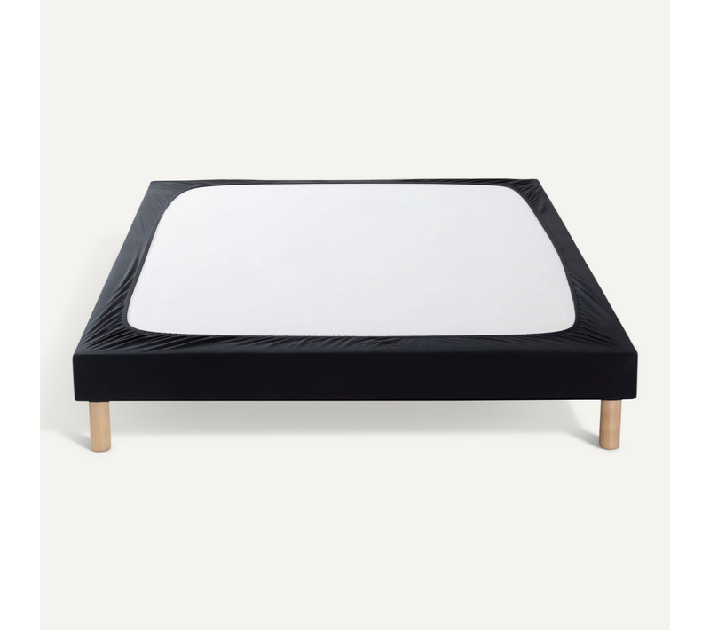 Cache Sommier Coton Jersey Noir 160x190
