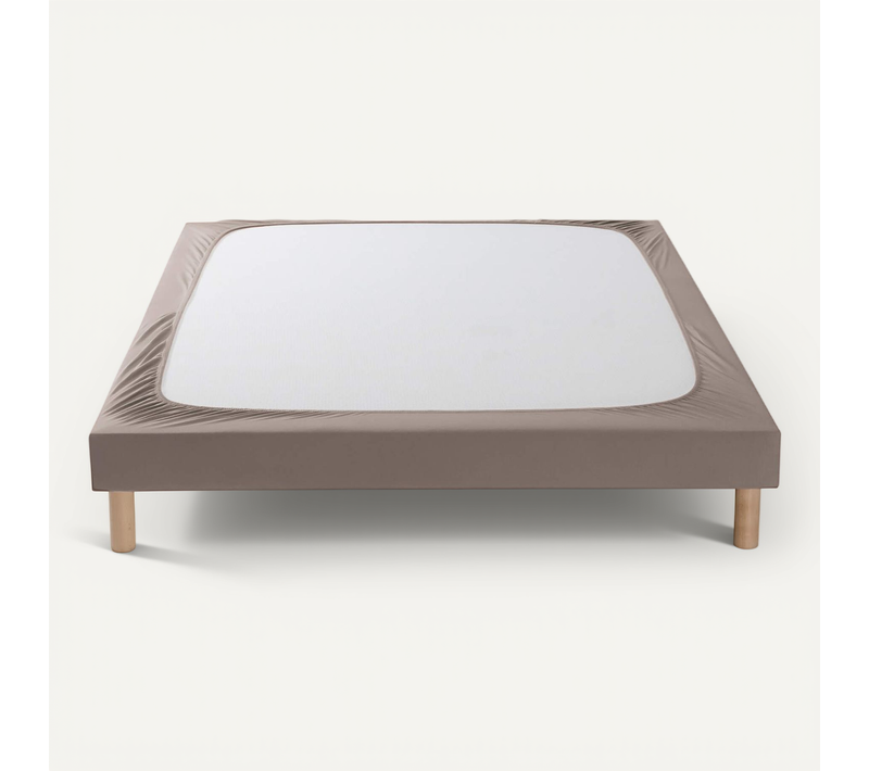 Cache Sommier Coton Jersey Taupe 80x200