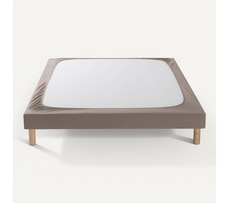 Cache Sommier Coton Jersey Taupe 90x200