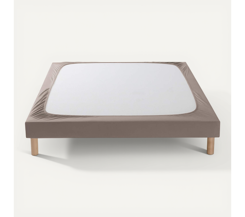 Cache Sommier Coton Jersey Taupe 100x200