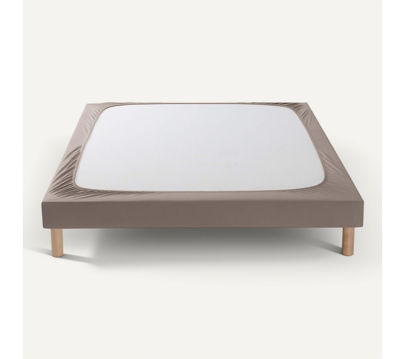 Cache Sommier Coton Jersey Taupe 120x200