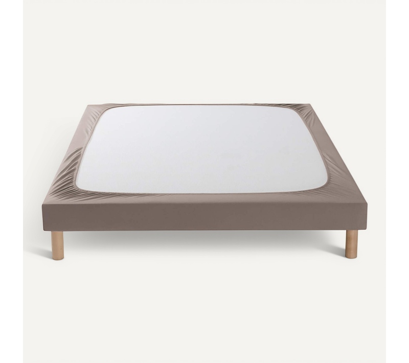 Cache Sommier Coton Jersey Taupe 140x190
