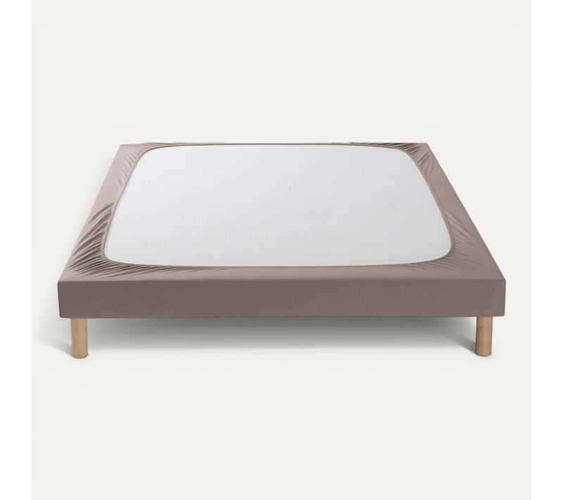 Cache Sommier Coton Jersey Taupe 150x190