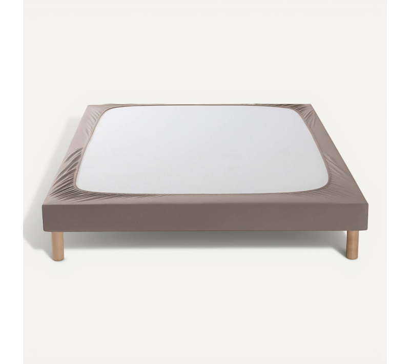 Cache Sommier Coton Jersey Taupe 150x200