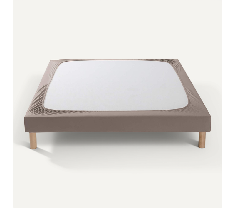 Cache Sommier Coton Jersey Taupe 160x190
