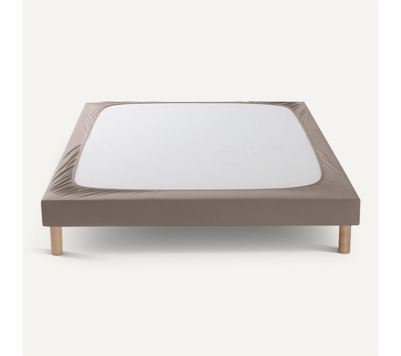 Cache Sommier Coton Jersey Taupe 160x200