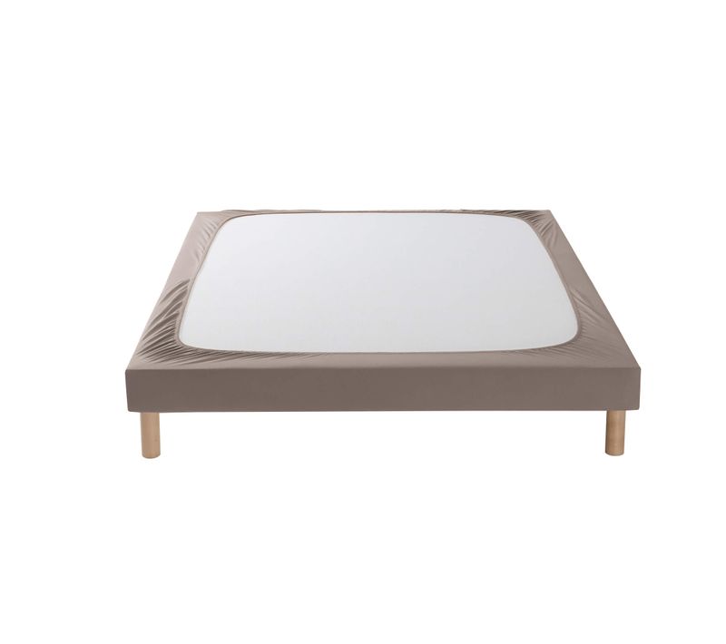 Cache Sommier Coton Jersey Taupe 180x200