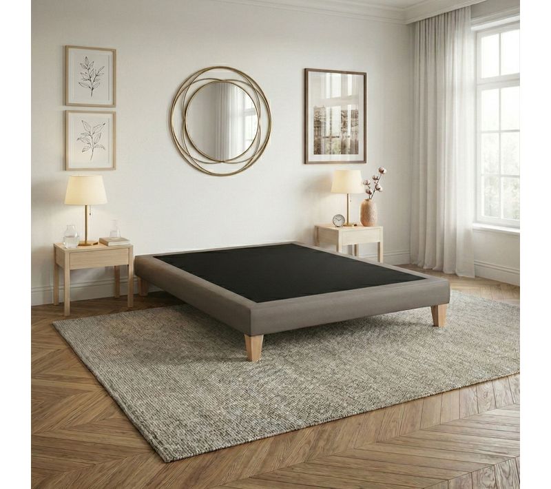 Sommier Déco Simili Cacao 80x200