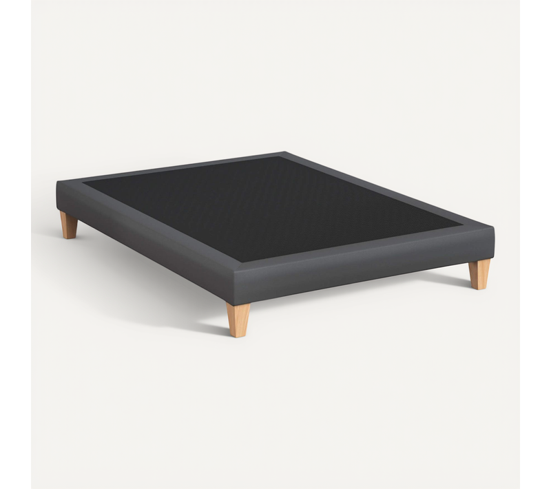 Sommier Déco Simili Gris Foncé 140x200