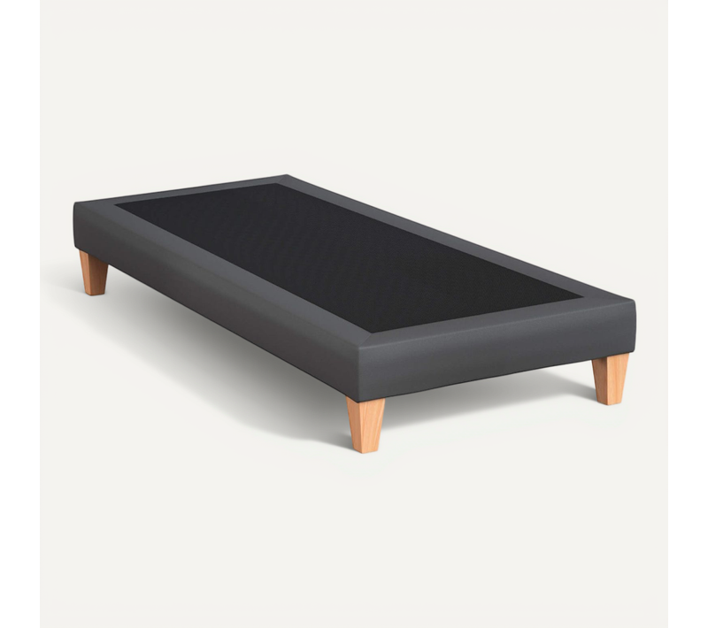 Sommier Déco Simili Gris Foncé 2x90x200