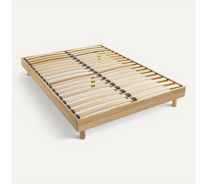 Sommier Kit déco En Bois Massif Naturel 140x190 cm