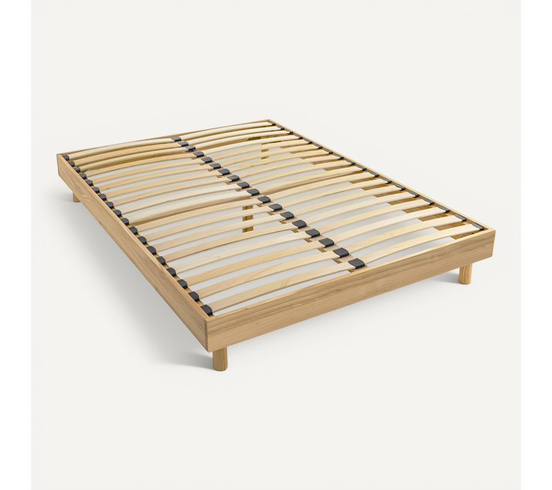 Sommier Kit Déco En Bois Massif Naturel 160x200 cm