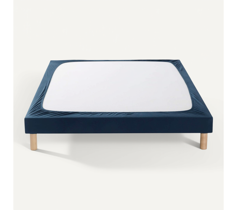 Cache Sommier Coton Jersey Bleu Marine 100x200