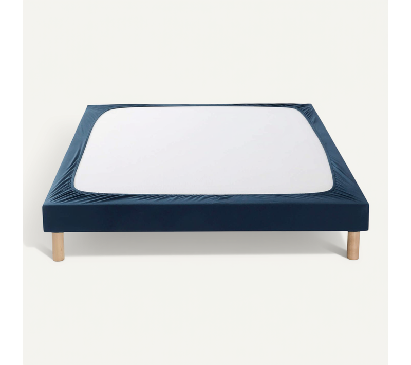 Cache Sommier Coton Jersey Bleu Marine 140x190