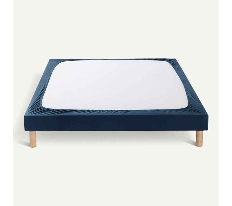 Cache Sommier Coton Jersey Bleu Marine 150x200