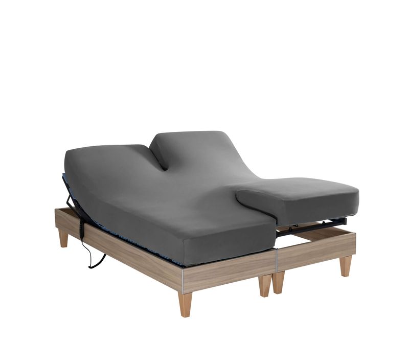 Drap Housse Jersey Tpr Pour Sommier Articulé Anthracite 2x70x190