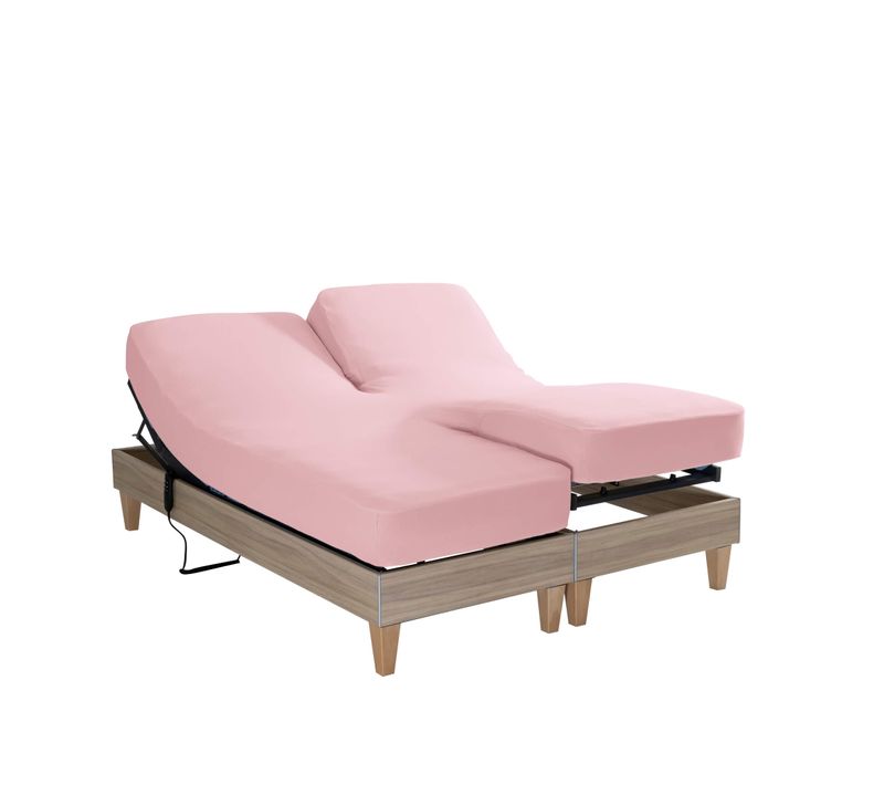 Drap Housse Jersey Tpr Pour Sommier Articulé Rose 2x80x200