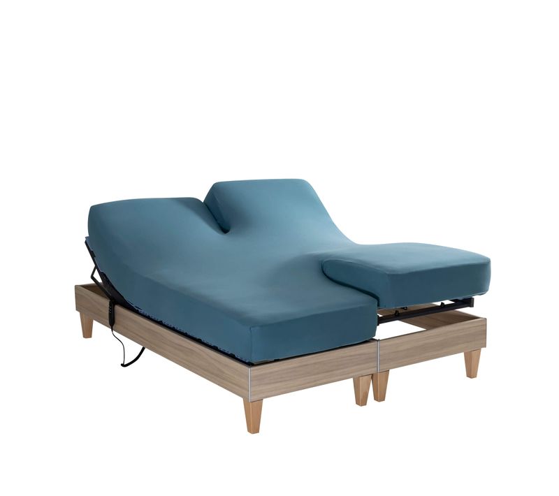 Drap Housse Jersey Tpr Pour Sommier Articulé Bleu Canard 2x70x190