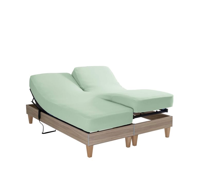 Drap Housse Jersey Tpr Pour Sommier Articulé Vert 2x80x200