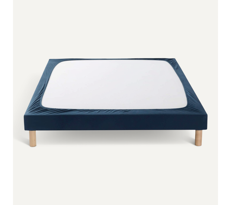 Cache Sommier Coton Jersey Bleu Marine 180x190