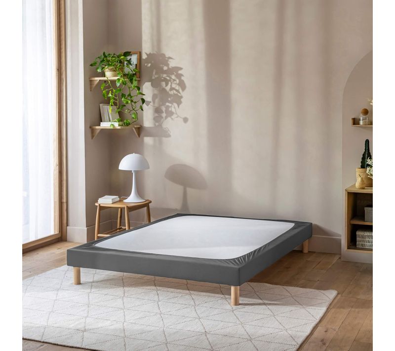 Cache Sommier Coton Jersey Anthracite 180x190