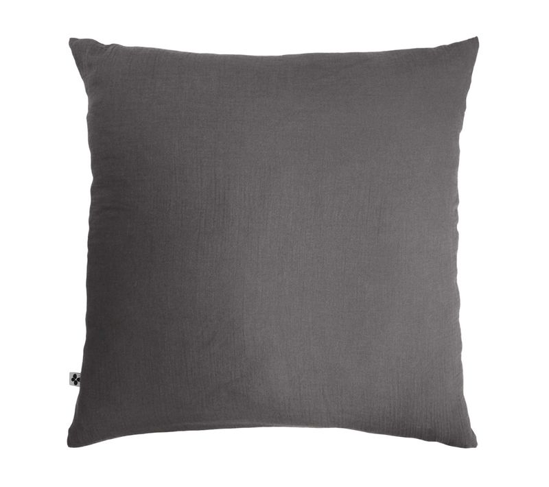 Taie D'oreiller Double Gaze De Coton Gris Anthracite 60x60 Cm