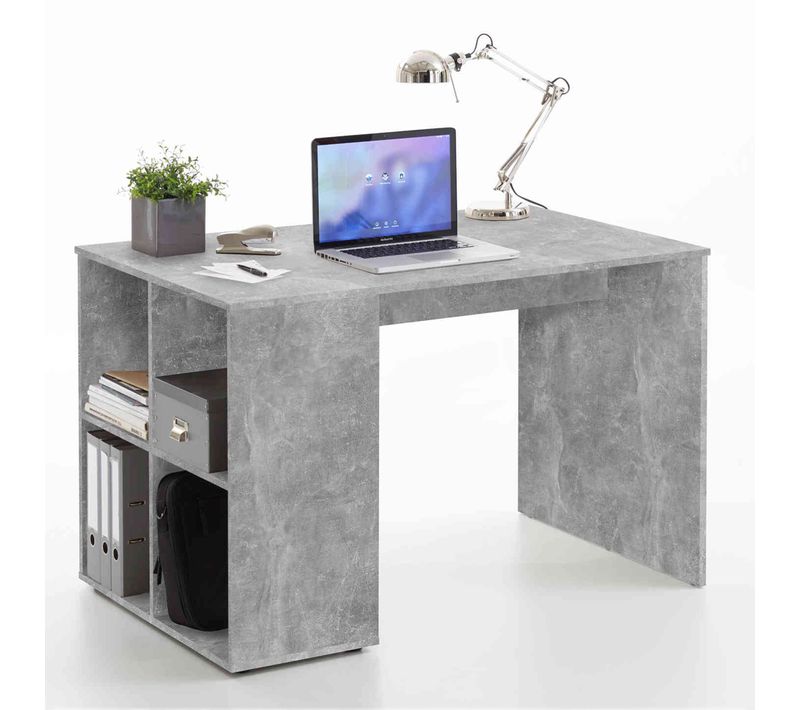 Bureau Avec 4 Niches De Rangement Gris