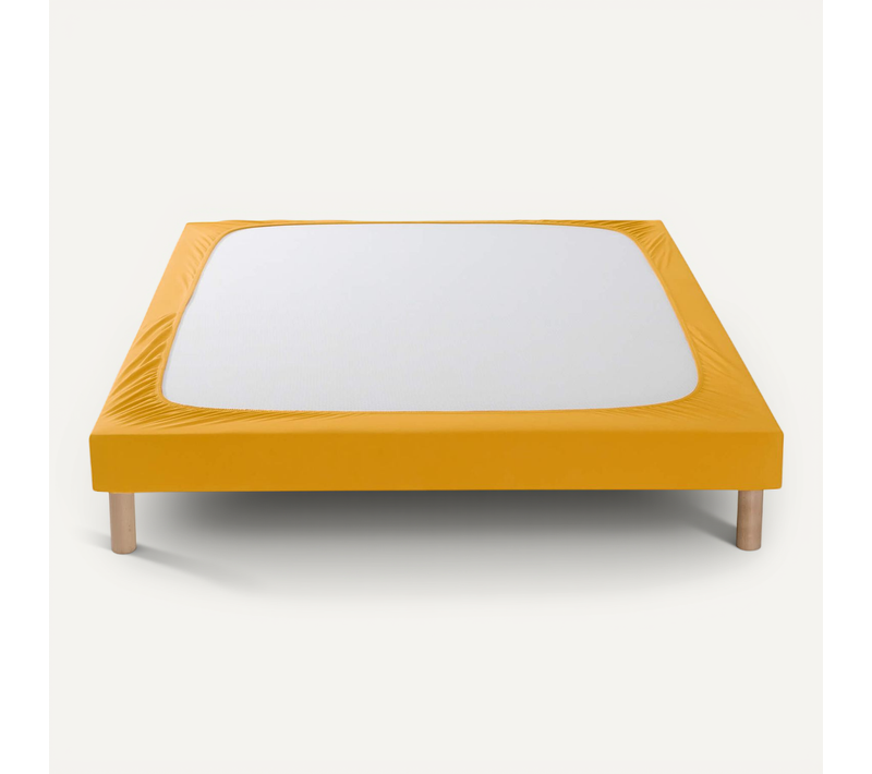 Cache Sommier Coton Jersey Jaune 90x190