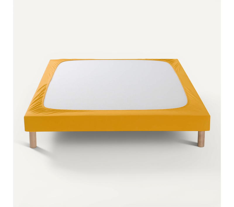 Cache Sommier Coton Jersey Jaune 110x190