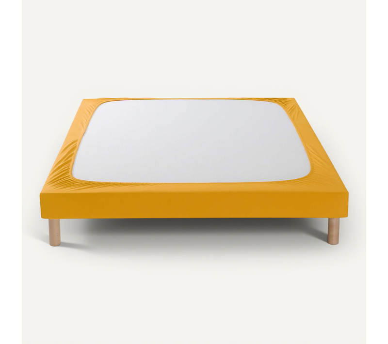 Cache Sommier Coton Jersey Jaune 110x200