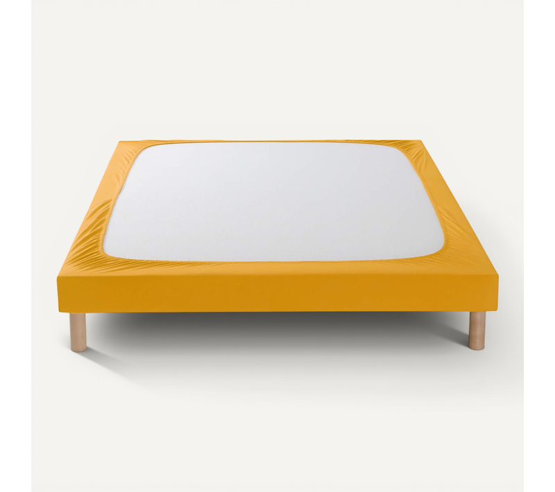 Cache Sommier Coton Jersey Jaune 140x190