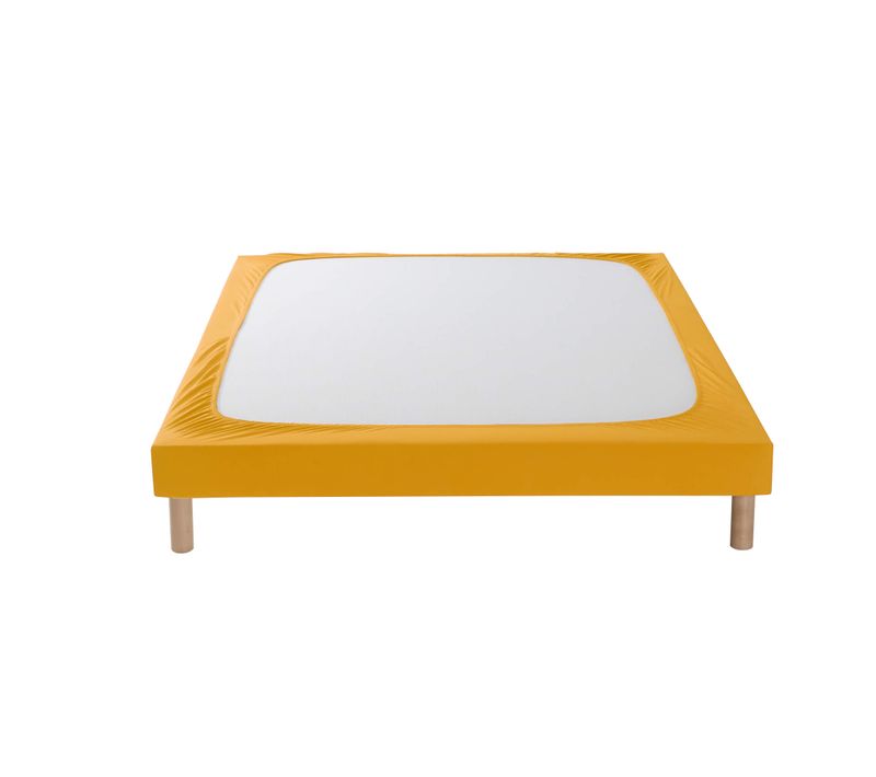Cache Sommier Coton Jersey Jaune 140x200