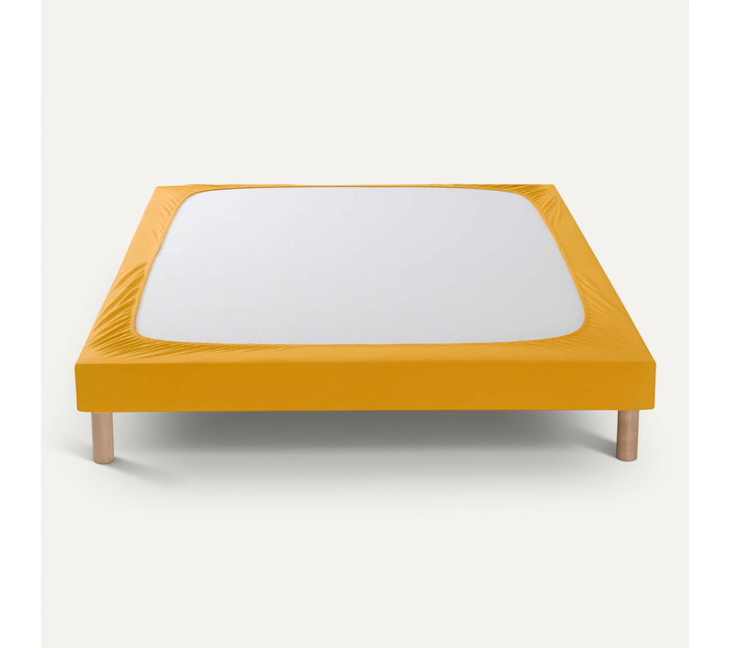 Cache Sommier Coton Jersey Jaune 150x200