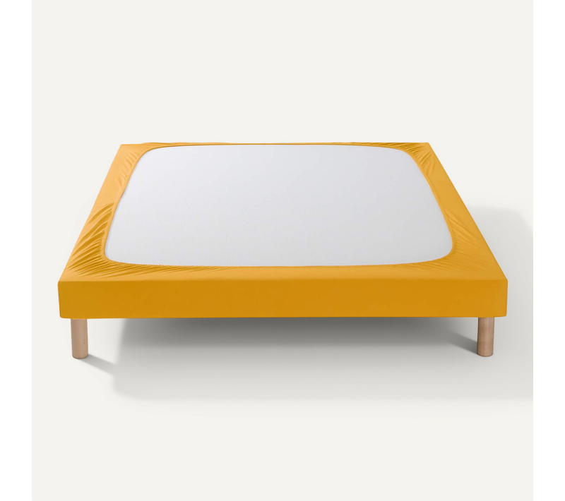 Cache Sommier Coton Jersey Jaune 180x200