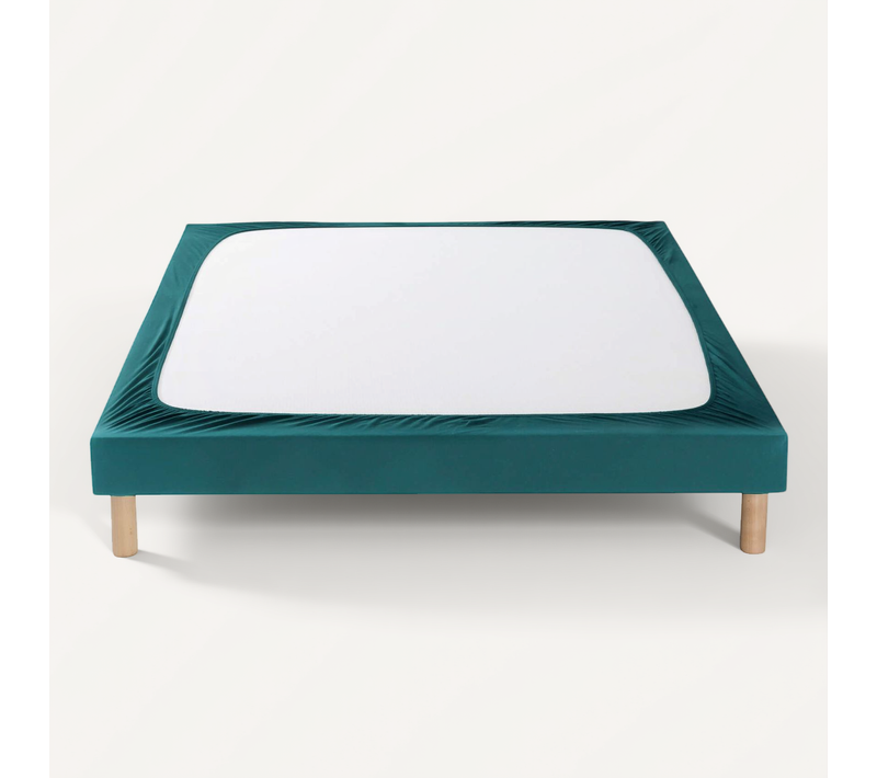 Cache Sommier Coton Jersey Bleu Canard 70x200