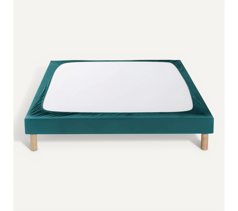 Cache Sommier Coton Jersey Bleu Canard 120x200
