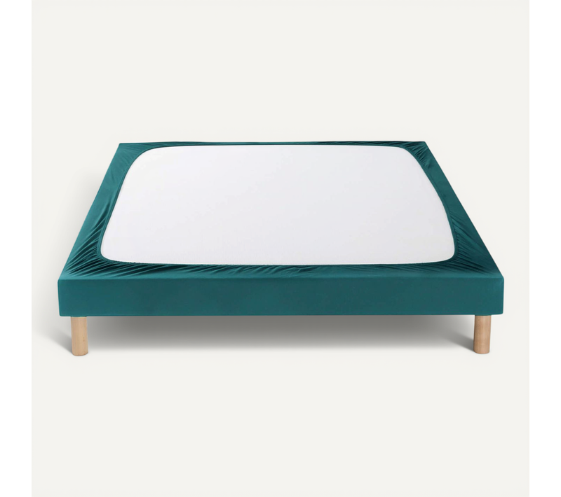 Cache Sommier Coton Jersey Bleu Canard 180x200