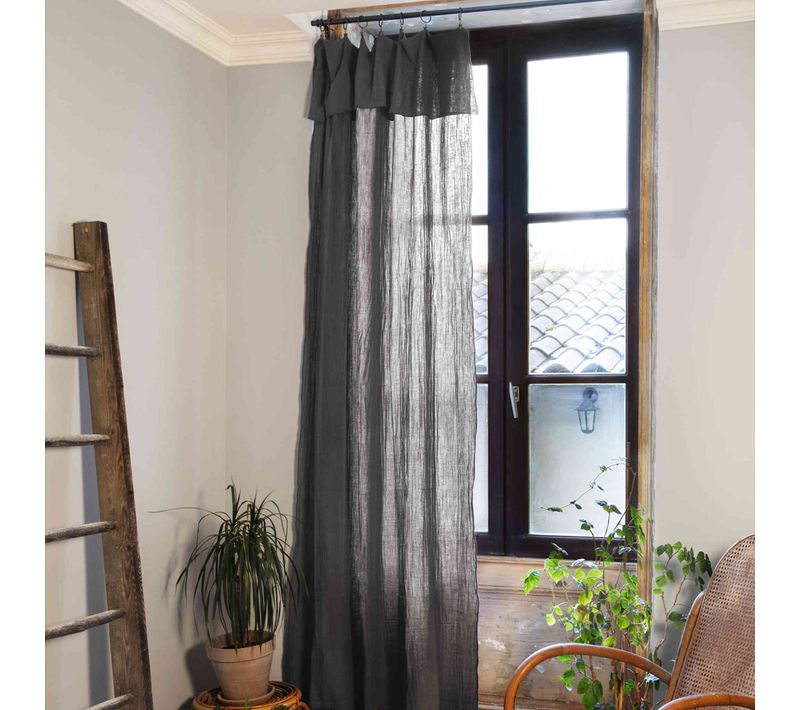 Rideau Gaze De Coton Ajustable Anthracite 140x300 Cm