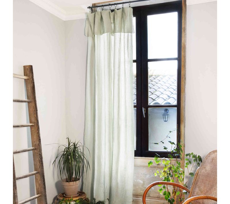 Rideau Gaze De Coton Ajustable Vert 140x300 Cm