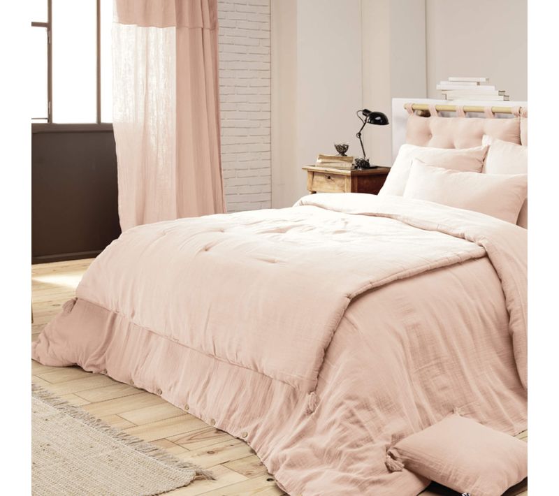 Couvre-lit Double Gaze De Coton Rose 150x150 Cm
