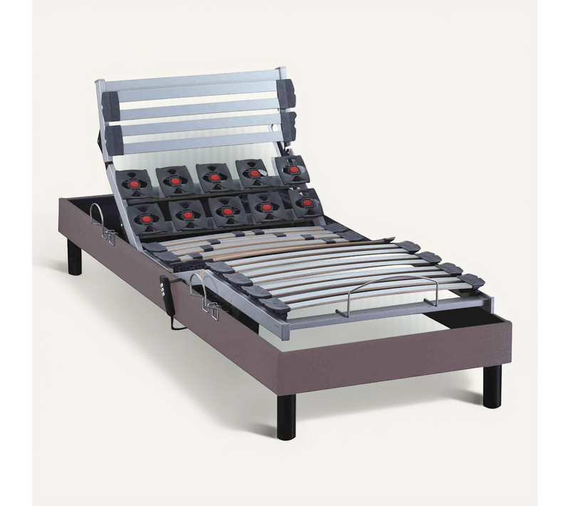 Sommier De Relaxation électrique Lattes + Plots Taupe 90x190