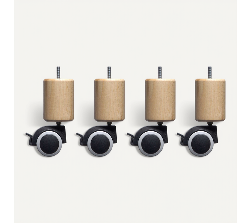 Pied Bois à Roulette, Frein (lot De 4)