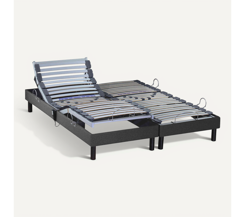 Sommier De Relaxation électrique à Lattes Anthracite 2x90x190