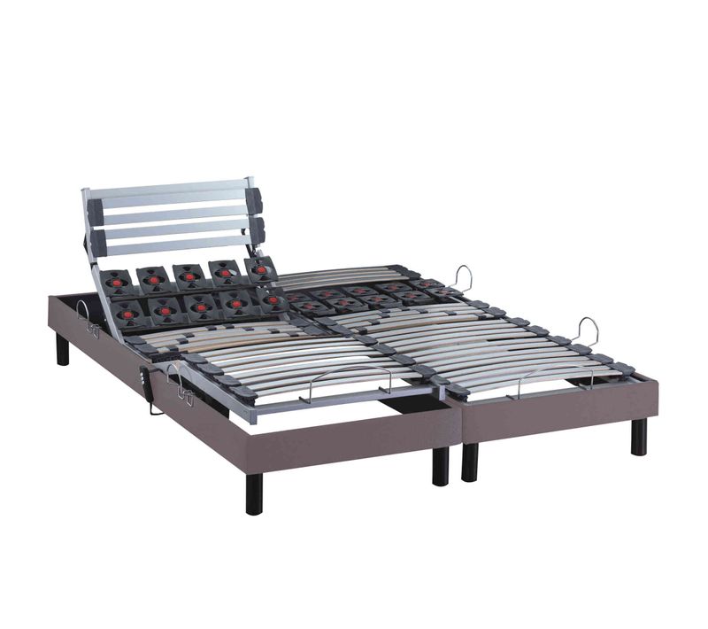 Sommier De Relaxation électrique Lattes + Plots Taupe 2x90x200