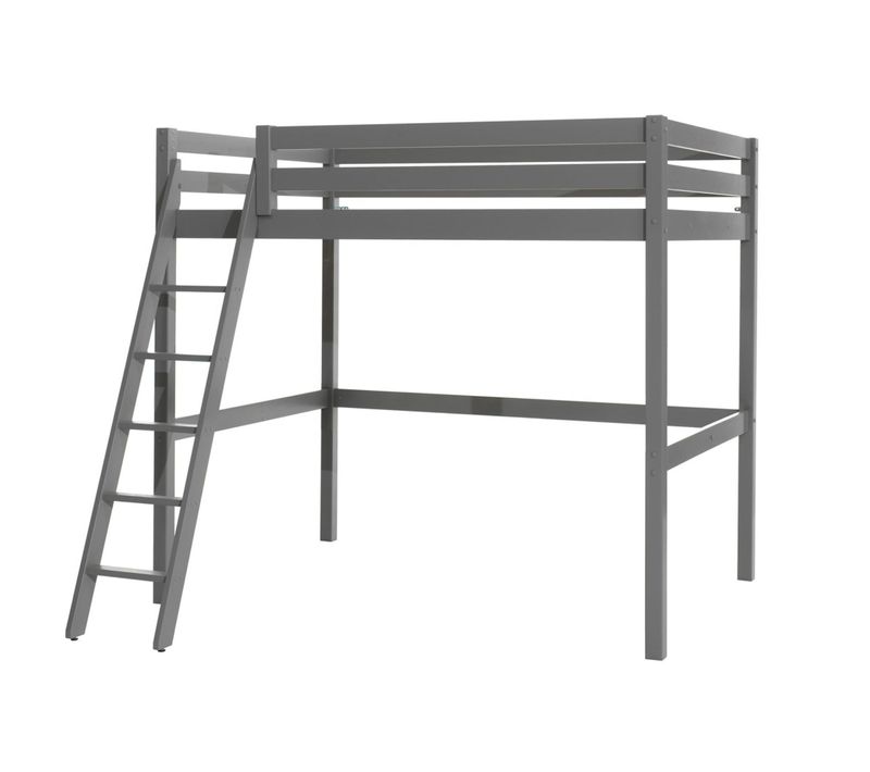 Lit Mezzanine En Bois Massif Gris 140x200